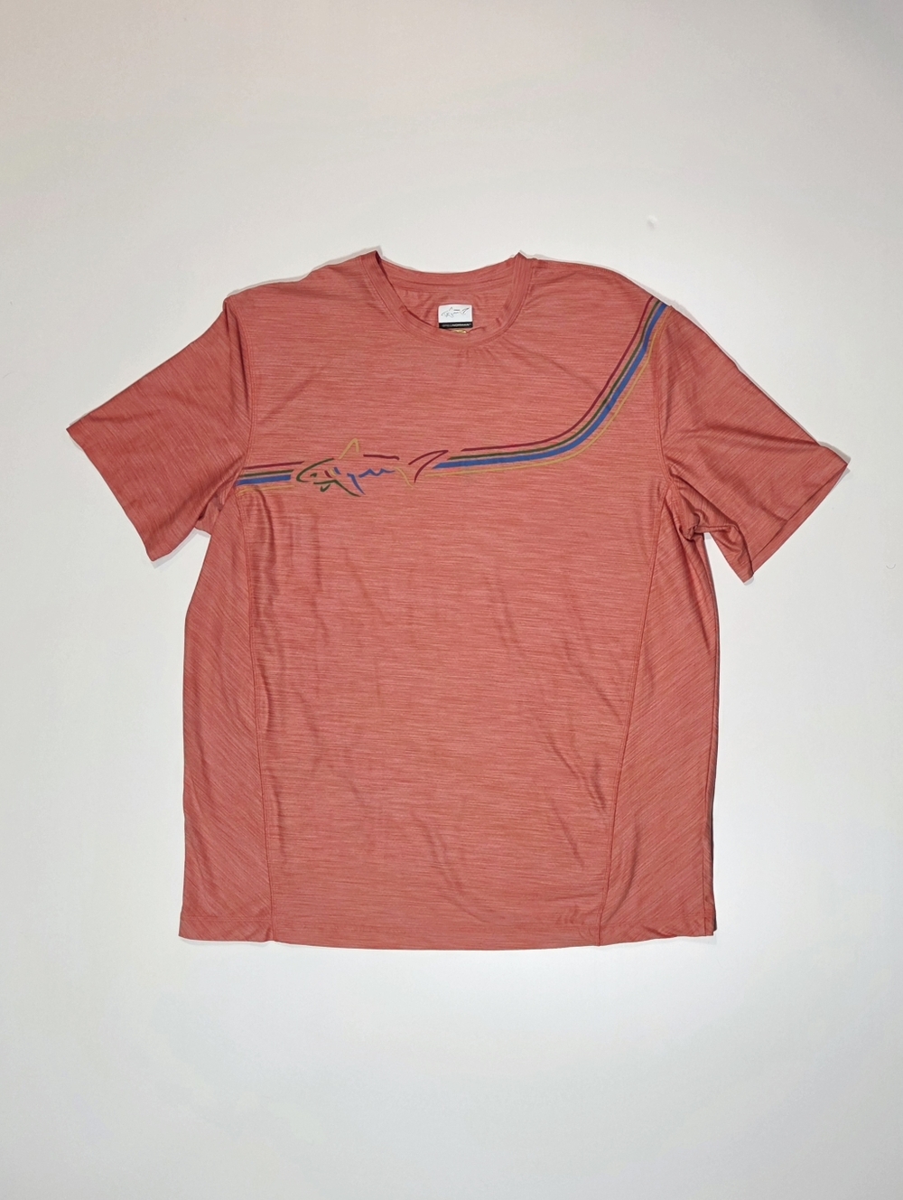 Greg Norman Shirt Mens XL Orange PlayDry Shark Performance Tee Golf Active